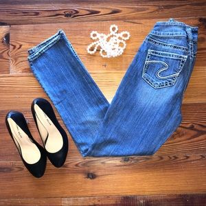 Silver designer skinny jeans W26/L31